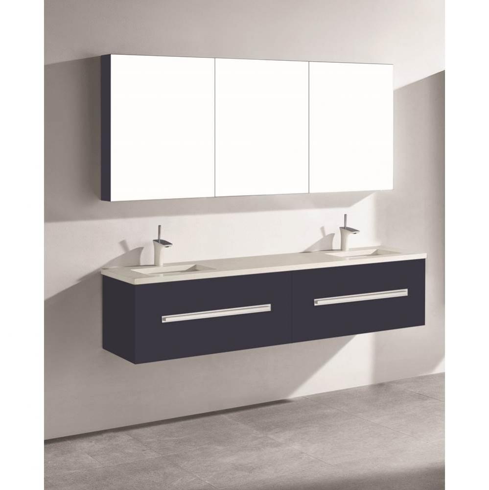 Madeli Vogue 72'' Wall Hung Vanity Cabinet Sapphire/HW: Matte Black(MB)
