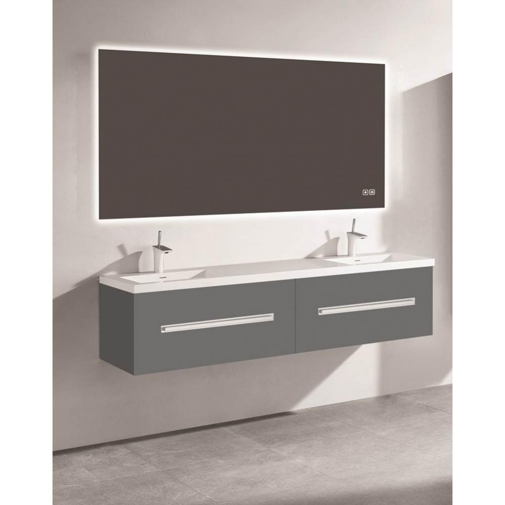 Madeli Vogue 72'' Wall Hung Vanity Cabinet Studio Grey/HW: Polished Chrome(PC)