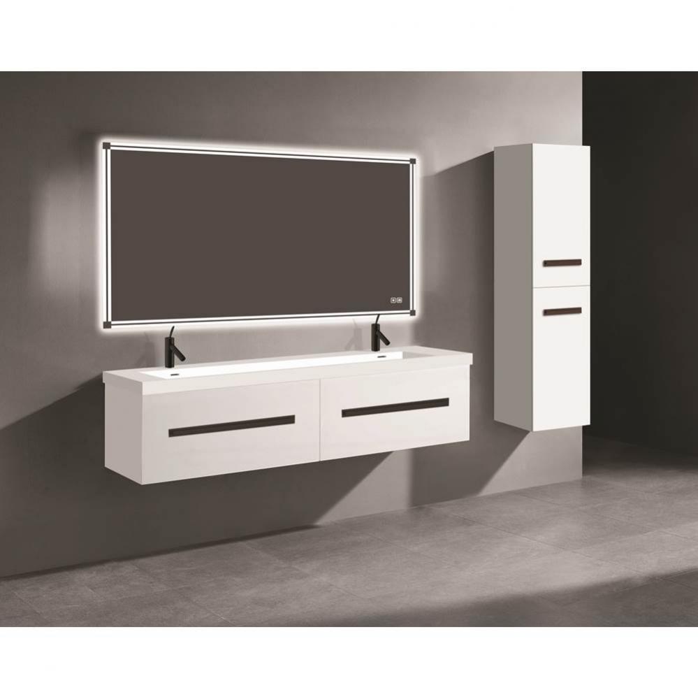 Madeli Vogue 72'' Wall Hung Vanity Cabinet White/HW: Satin Brass(SB)