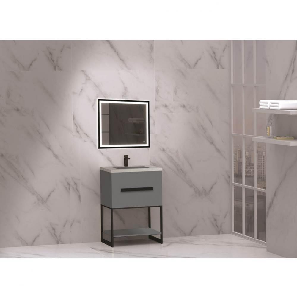 Madeli Loft 24'' Free Standing Vanity Cabinet Studio Grey/HW: Matte Black(MB)