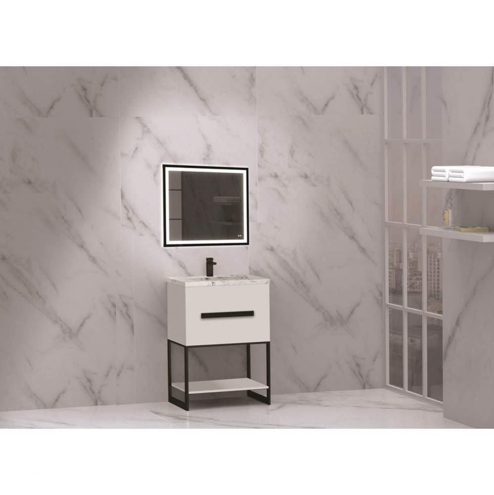 Madeli Loft 24'' Free Standing Vanity Cabinet White/HW: Polished Nickel  (PN)