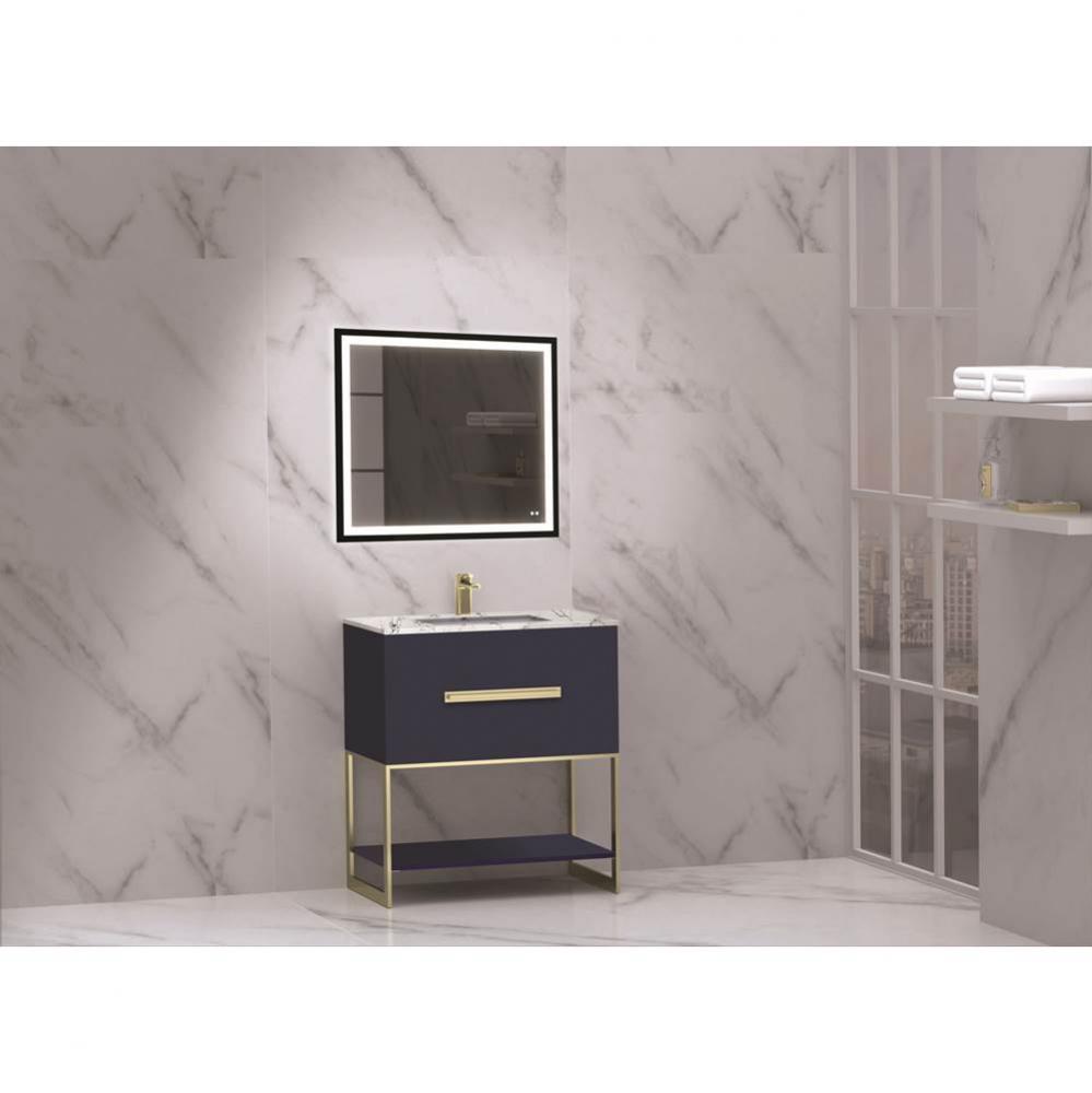 Madeli Loft 30'' Free Standing Vanity Cabinet Sapphire/HW: Satin Brass(SB)