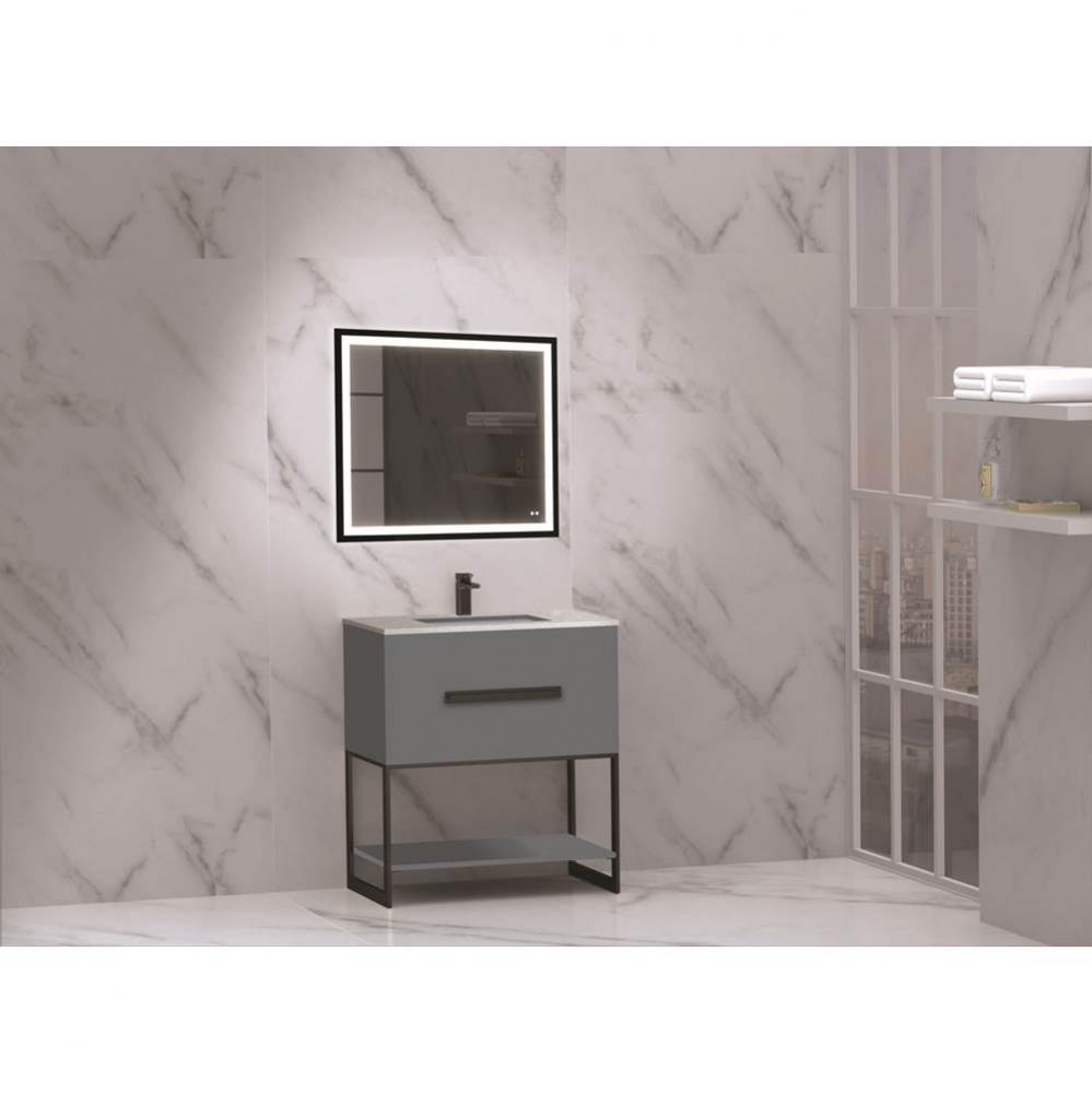 Madeli Loft 30'' Free Standing Vanity Cabinet Studio Grey/HW: Polished Chrome(PC)