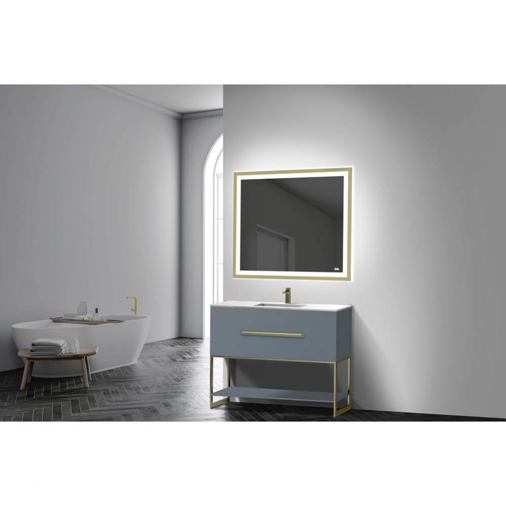 Madeli Loft 42'' Free Standing Vanity Cabinet Studio Grey/HW: Satin Brass(SB)