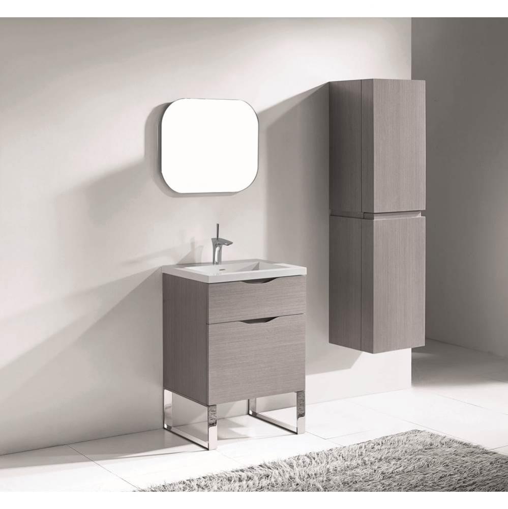 Madeli Milano 24'' Free Standing Vanity Cabinet Ash Grey/HW: Polished Chrome(PC)