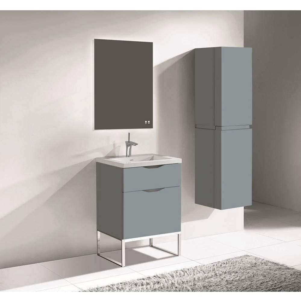 Madeli Milano 24'' Free Standing Vanity Cabinet Studio Grey/HW: Polished Chrome(PC)