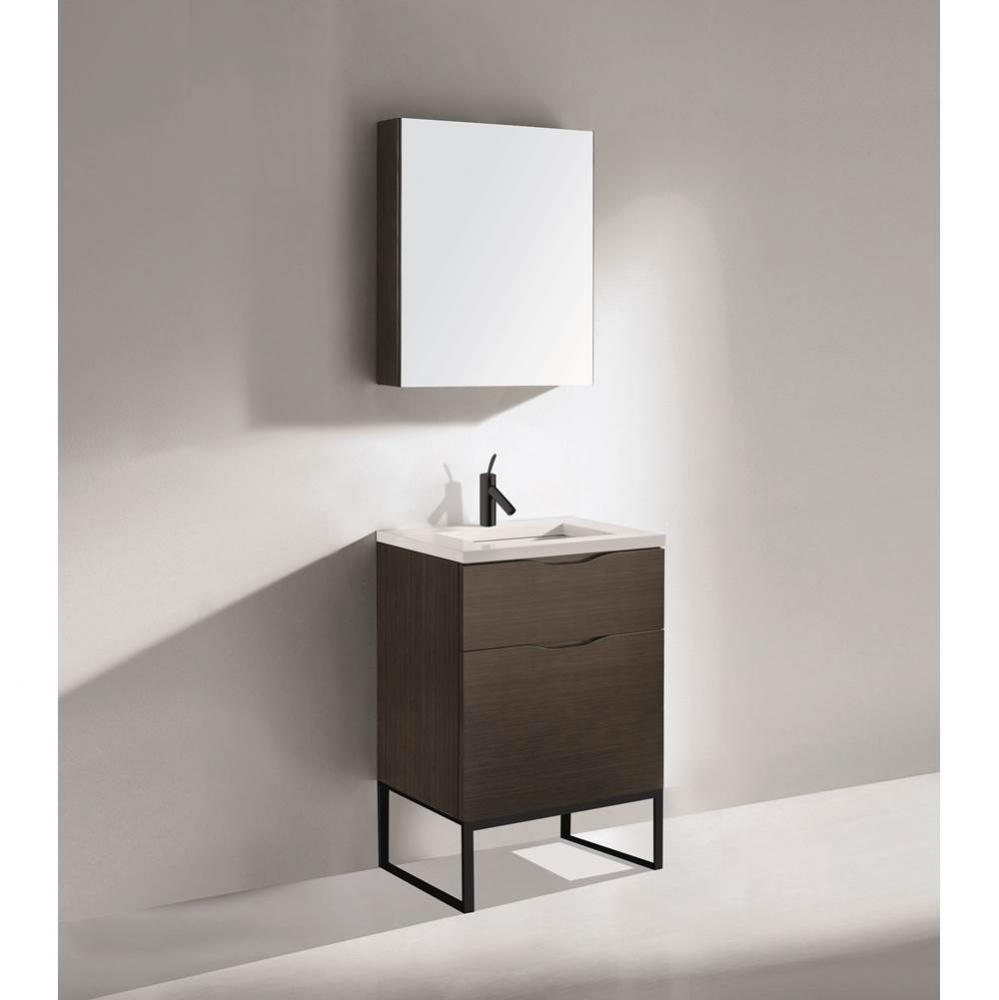 Madeli Milano 24'' Free Standing Vanity Cabinet Walnut/HW: Matte Black(MB)