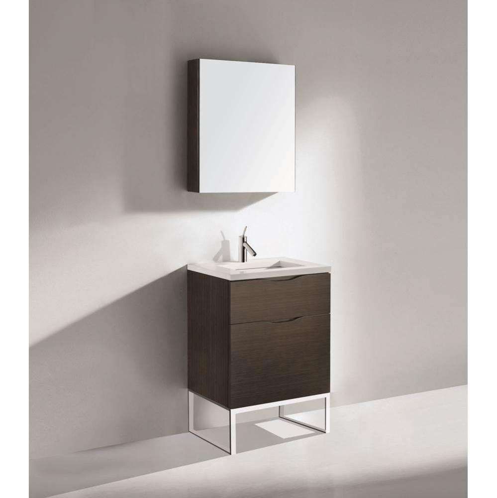 Madeli Milano 24'' Free Standing Vanity Cabinet Walnut/HW: Polished Chrome(PC)