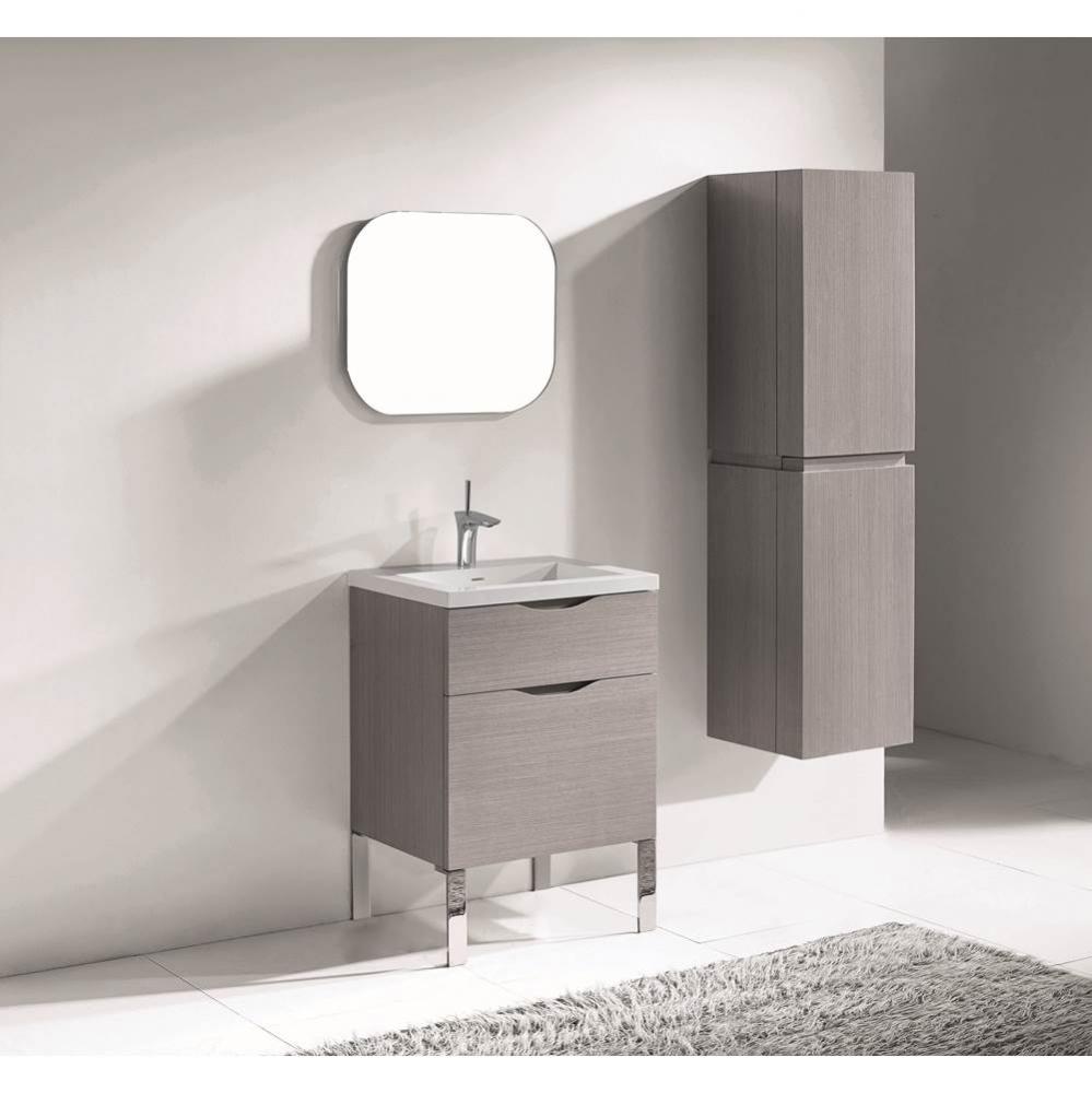 Milano 24'' Free Standing Vanity Cabinet White/ HW: Polished Chrome(PC)