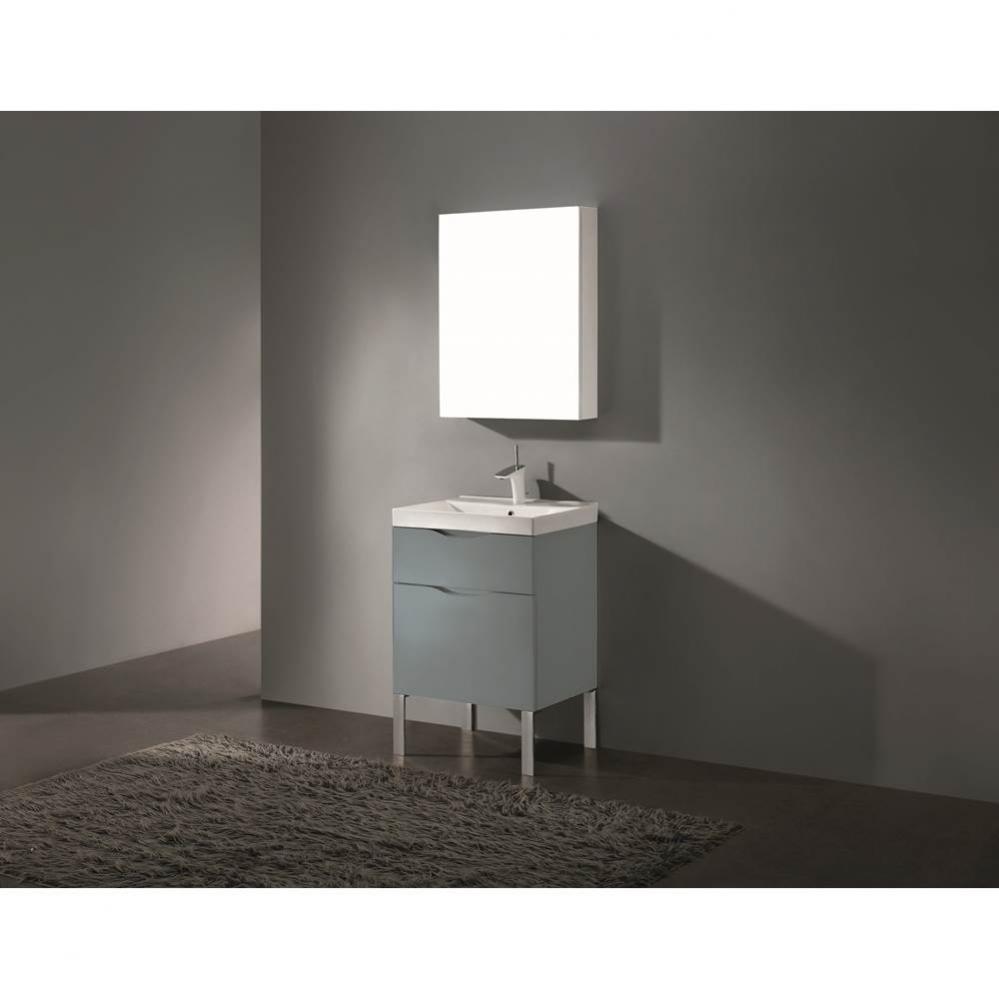 Madeli Milano 24'' Free Standing Vanity Cabinet Studio Grey/HW: Matte Black(MB)