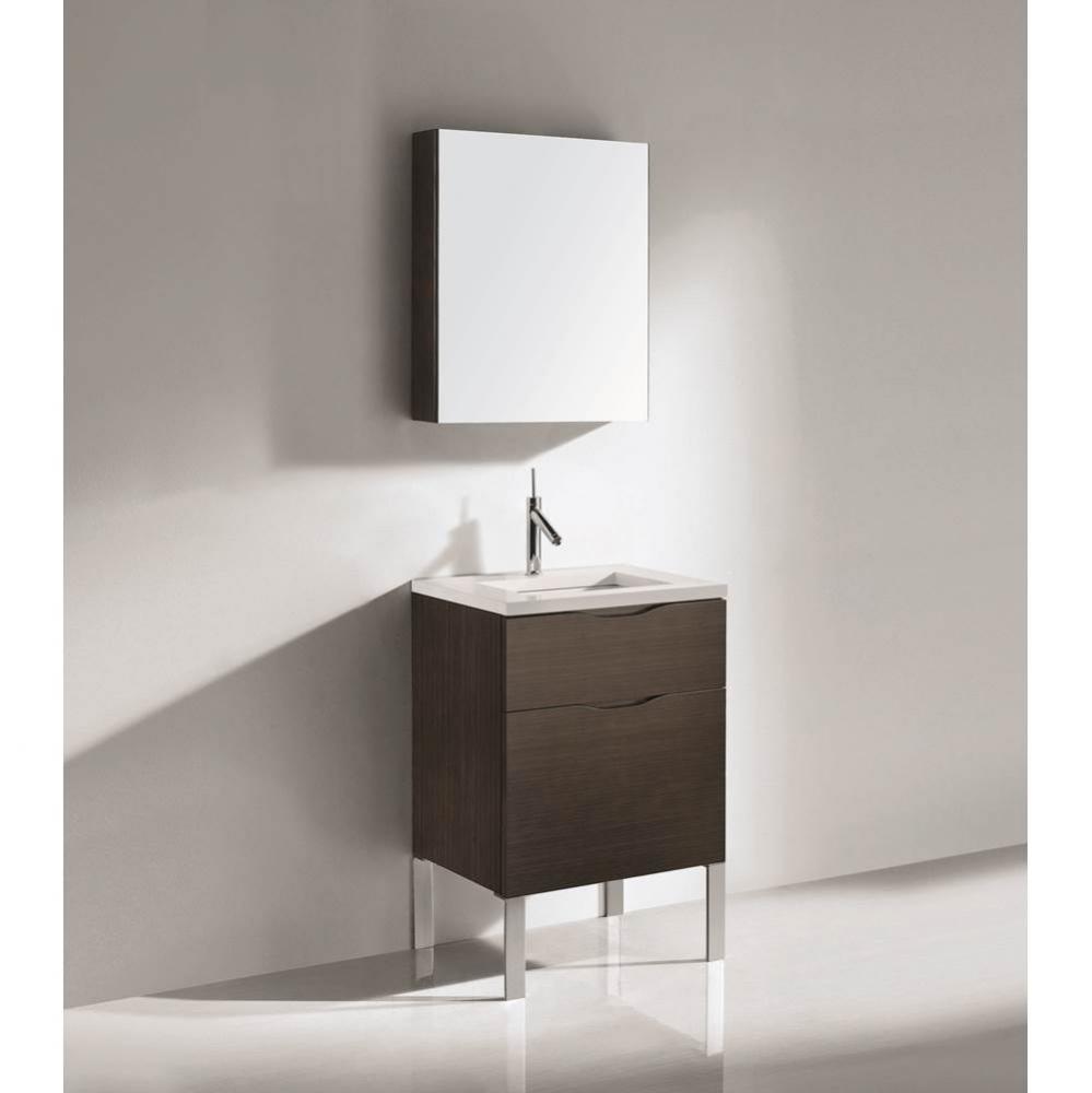 Madeli Milano 24'' Free Standing Vanity Cabinet Walnut/HW: Polished Nickel(PN)