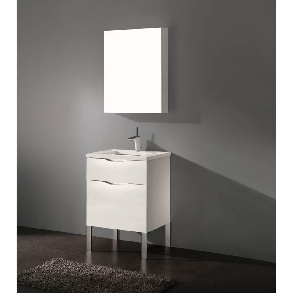 Madeli Milano 24'' Free Standing Vanity Cabinet White/HW: Satin Brass(SB)