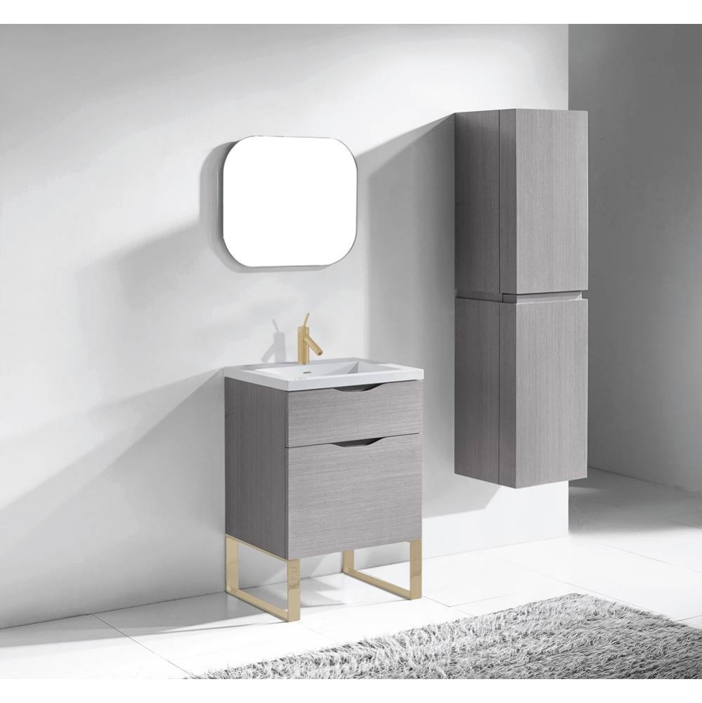 Milano 24'' Free Standing Vanity Cabinet Ash Grey/HW: Matte Black(MB)