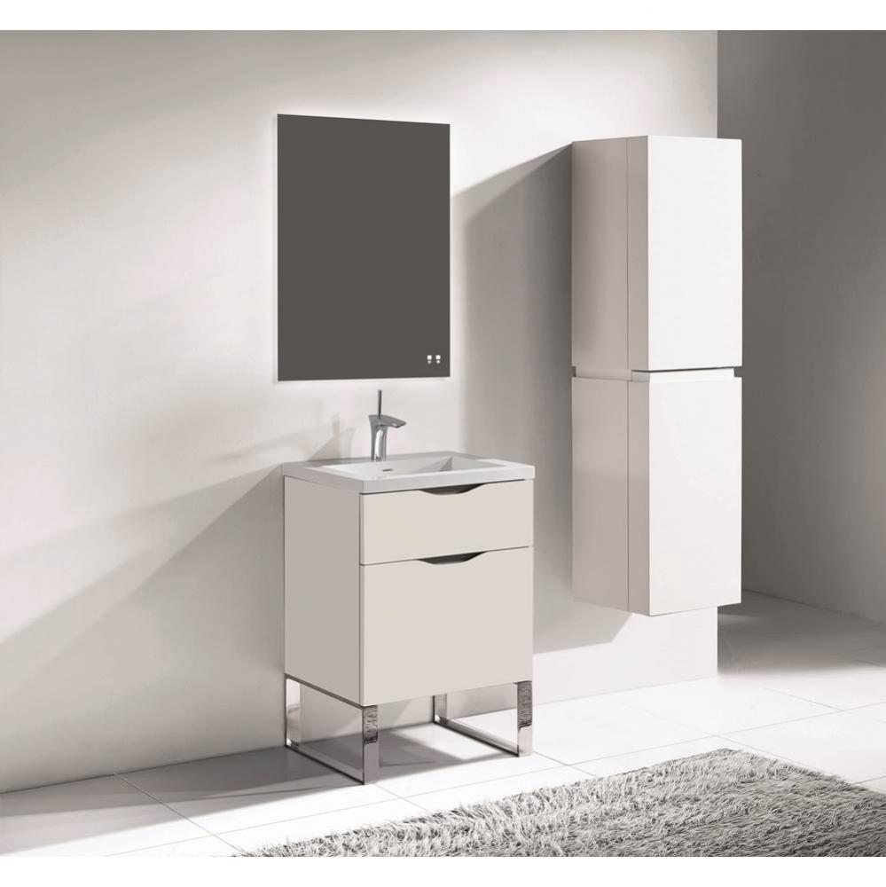 Madeli Milano 24'' Free Standing Vanity Cabinet White/HW: Polished Nickel(PN)