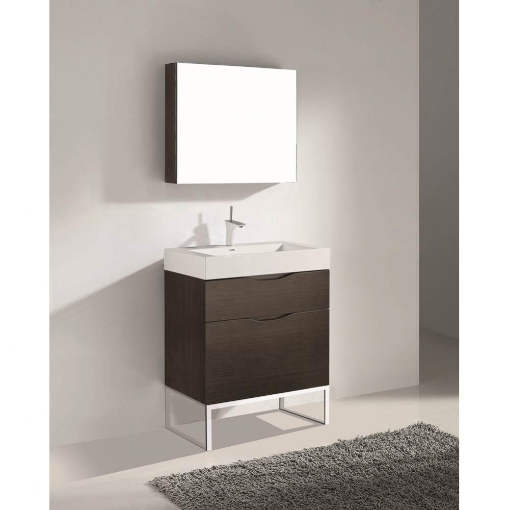 Madeli Milano 30'' Free Standing Vanity Cabinet Walnut/HW: Brushed Nickel(BN)