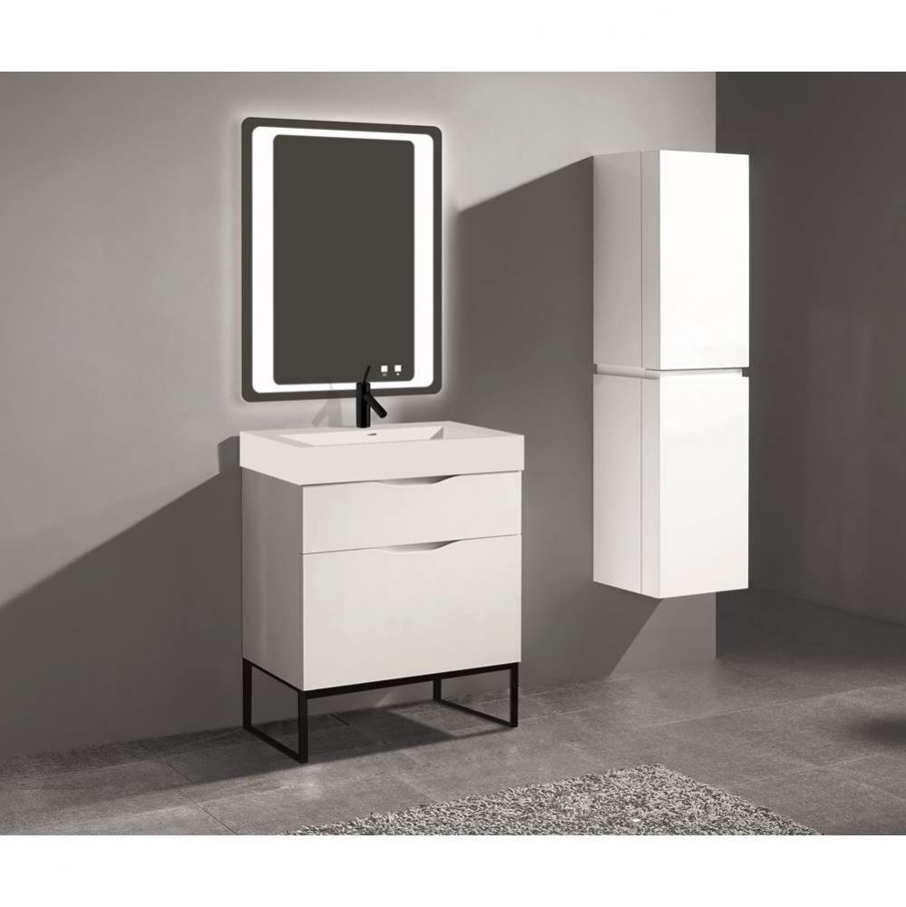 Madeli Milano 30'' Free Standing Vanity Cabinet White/HW: Matte Black(MB)