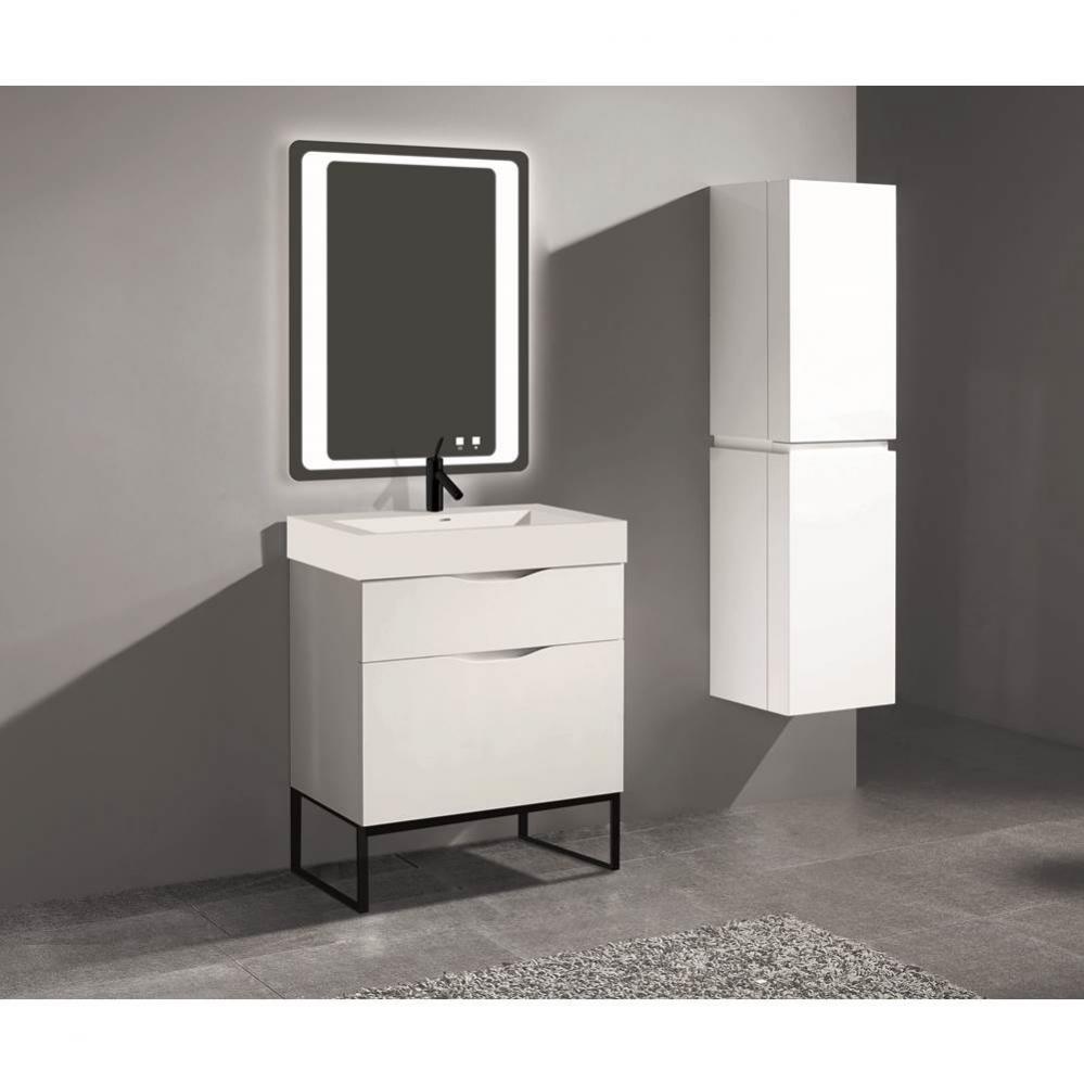 Madeli Milano 30'' Free Standing Vanity Cabinet White/HW: Polished Chrome(PC)