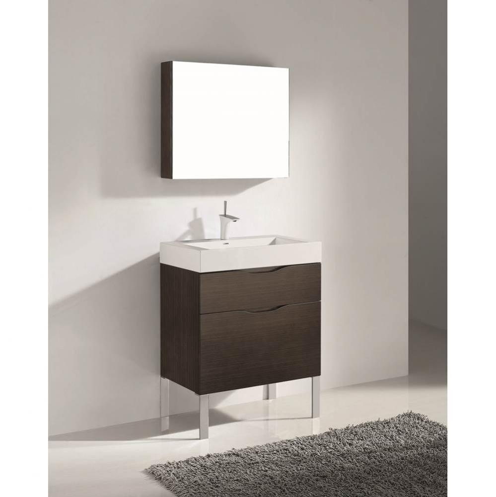 Madeli Milano 30'' Free Standing Vanity Cabinet Walnut/HW: Satin Brass(SB)