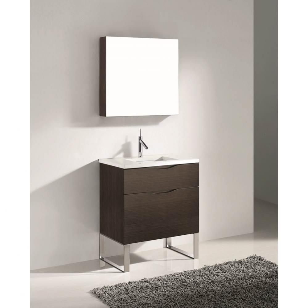Milano 30'' Free Standing Vanity Cabinet Walnut/HW: Brushed Nickel(BN)