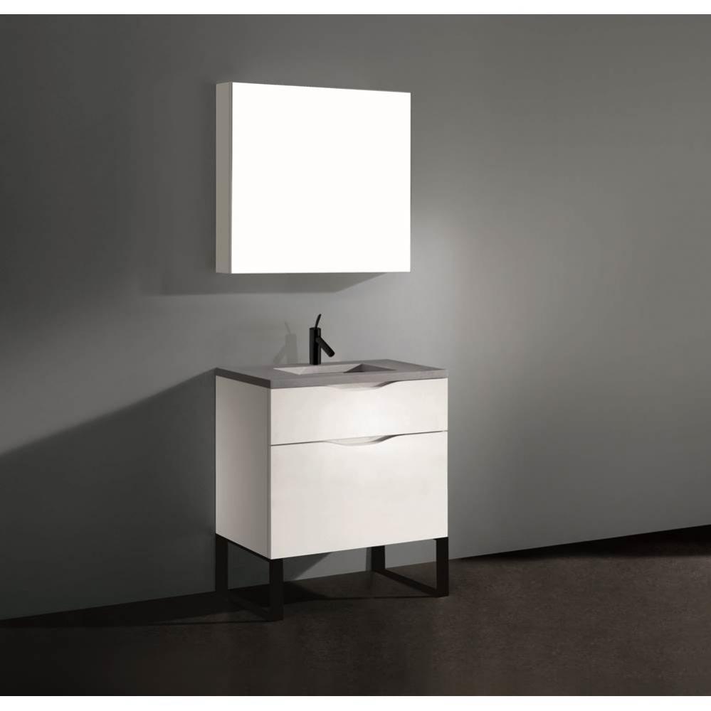 Madeli Milano 30'' Free Standing Vanity Cabinet White/HW: Satin Brass(SB)