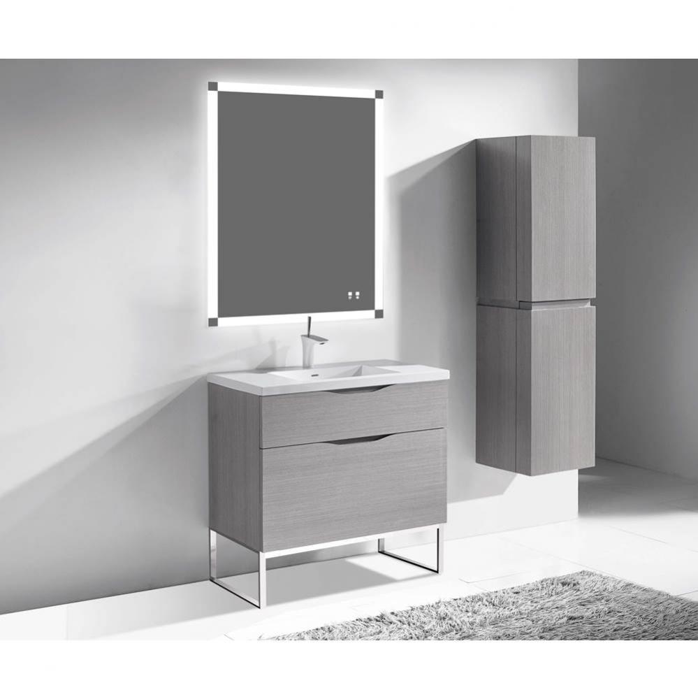 Madeli Milano 36'' Free Standing Vanity Cabinet Ash Grey/HW: Brushed Nickel(BN)