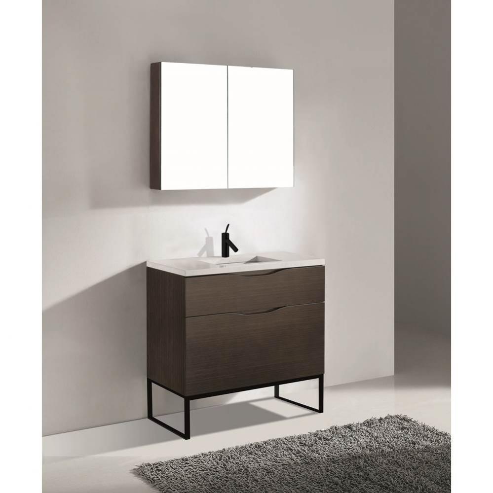Madeli Milano 36'' Free Standing Vanity Cabinet Walnut/HW: Matte Black(MB)