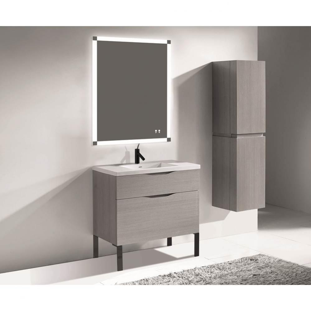 Madeli Milano 36'' Free Standing Vanity Cabinet Ash Grey/HW: Matte Black(MB)