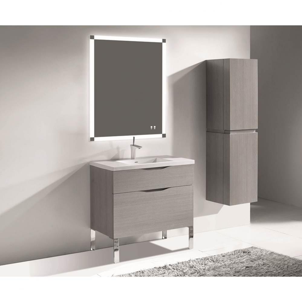 Madeli Milano 36'' Free Standing Vanity Cabinet Ash Grey/HW: Polished Nickel(PN)