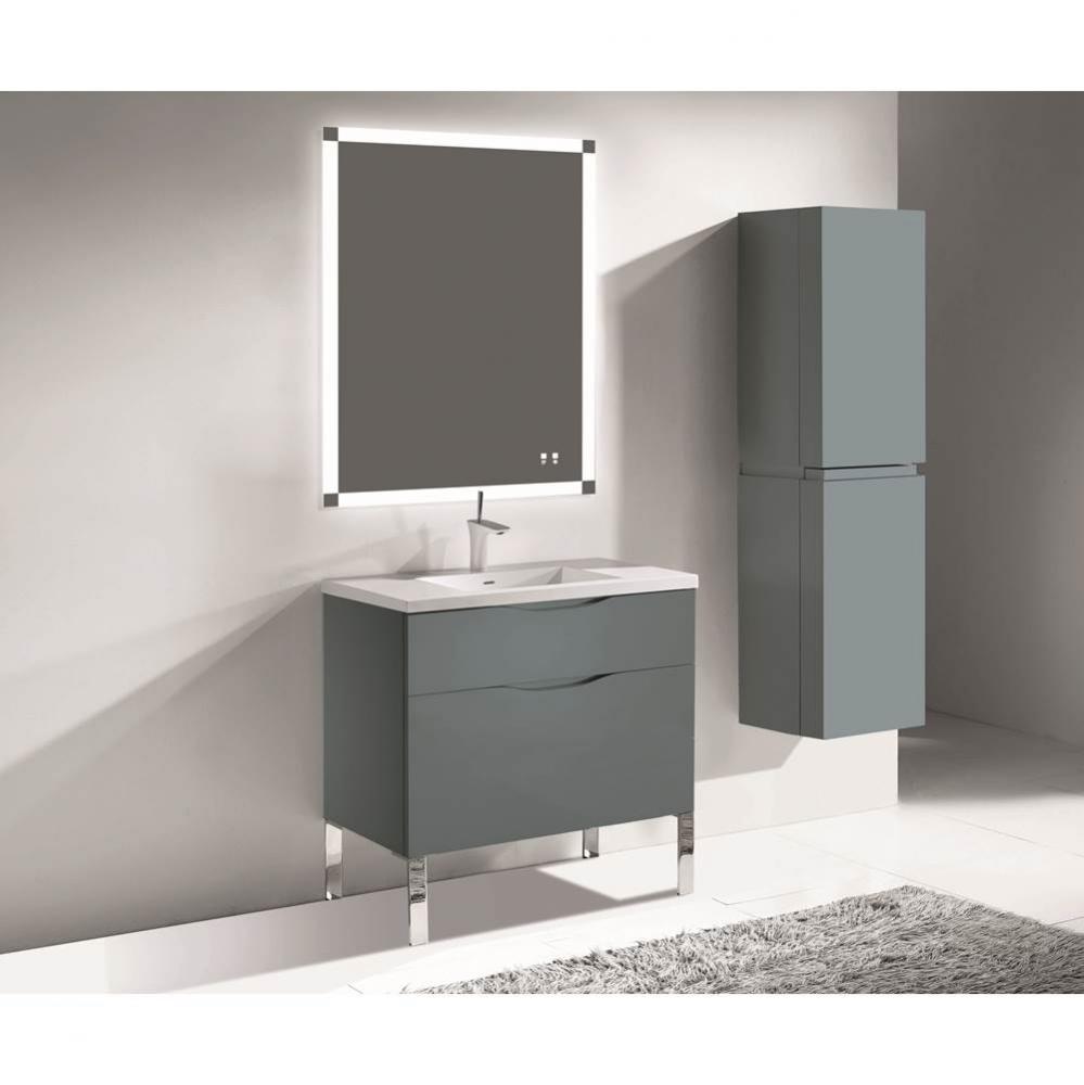 Madeli Milano 36'' Free Standing Vanity Cabinet Studio Grey/HW: Polished Chrome(PC)