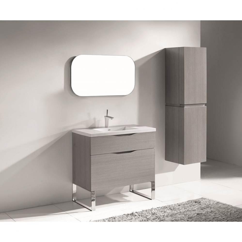 Madeli Milano 36'' Free Standing Vanity Cabinet Ash Grey/HW: Matte Black(MB)