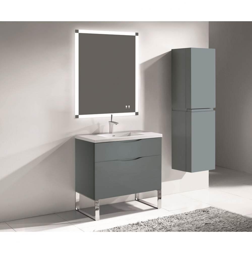 Madeli Milano 36'' Free Standing Vanity Cabinet Studio Grey/HW: Brushed Nickel(BN)