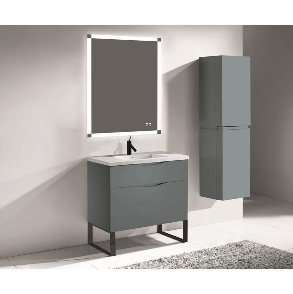 Madeli Milano 36'' Free Standing Vanity Cabinet Studio Grey/HW: Matte Black(MB)
