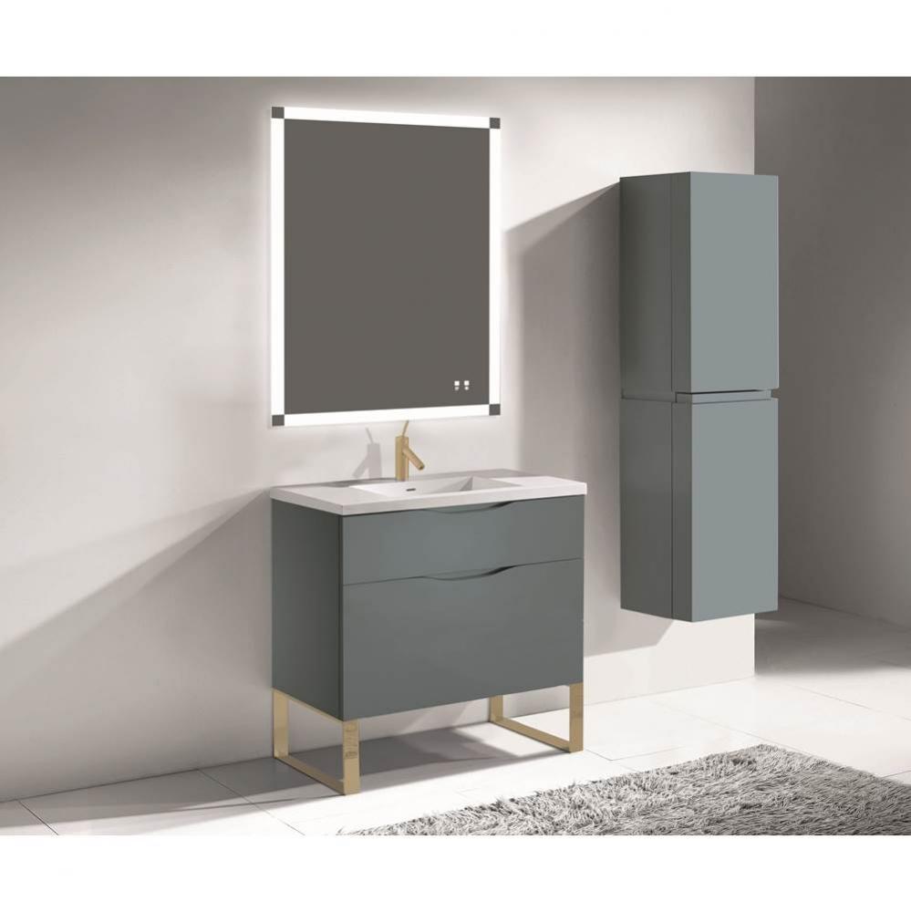 Madeli Milano 36'' Free Standing Vanity Cabinet Studio Grey/HW: Satin Brass(SB)