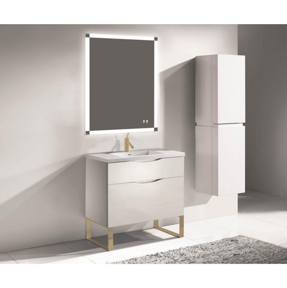 Madeli Milano 36'' Free Standing Vanity Cabinet White/HW: Brushed Nickel(BN)