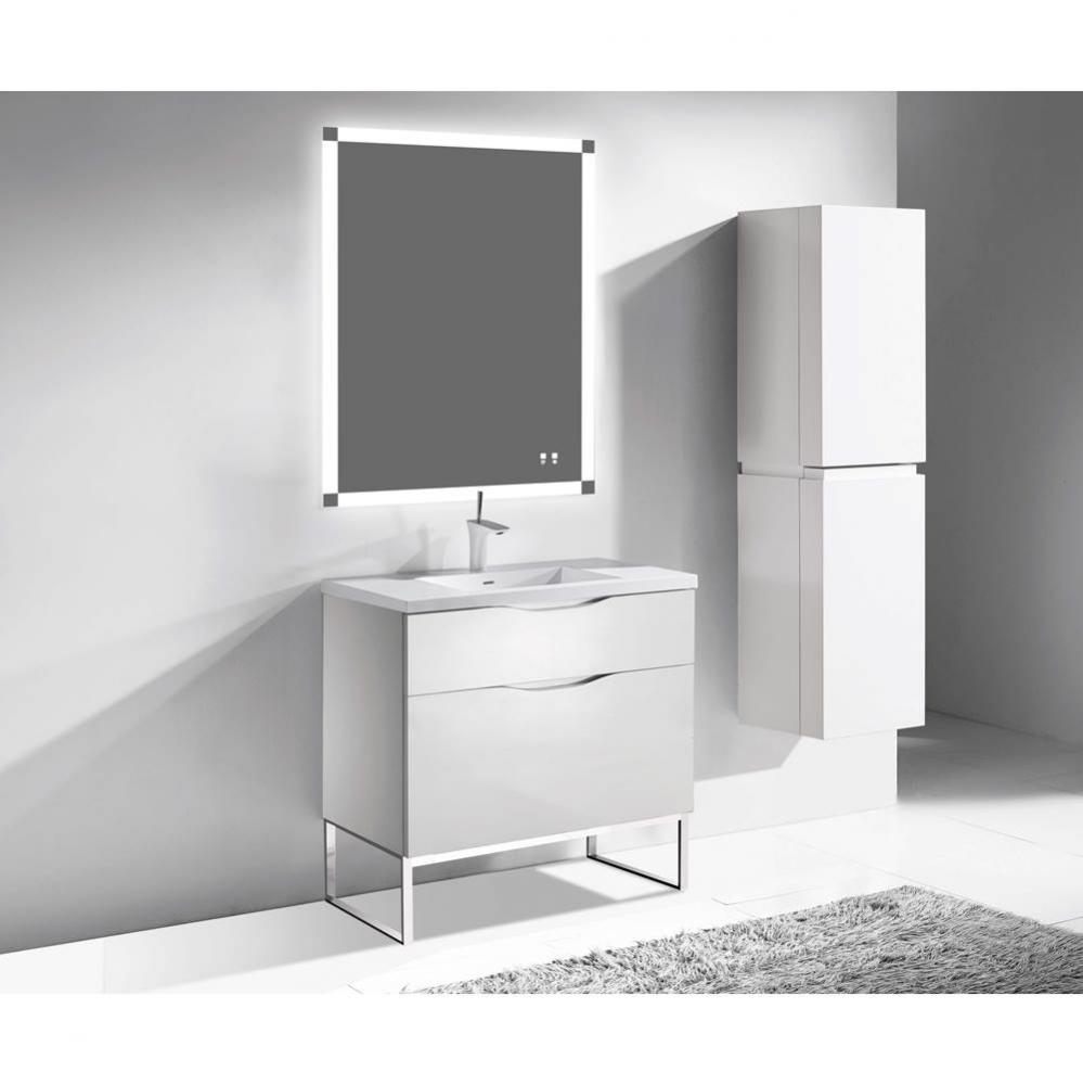 Madeli Milano 42'' Free Standing Vanity Cabinet White/HW: Polished Chrome(PC)
