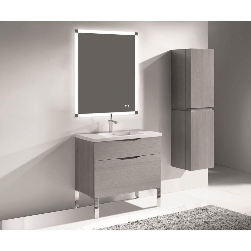 Milano 42'' Free Standing Vanity Cabinet Ash Grey/HW: Polished Chrome(PC)