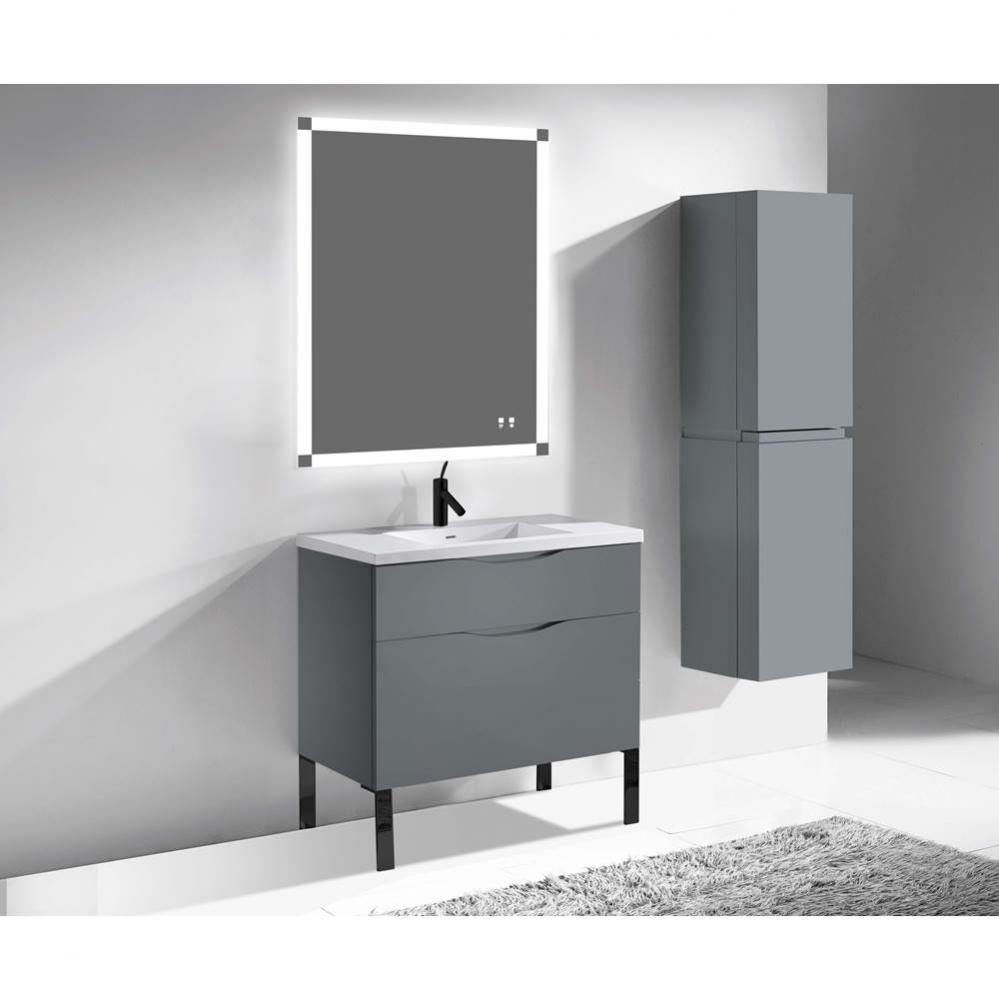 Madeli Milano 42'' Free Standing Vanity Cabinet Studio Grey/HW: Matte Black(MB)