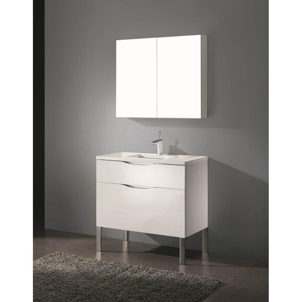 Madeli Milano 42'' Free Standing Vanity Cabinet White/HW: Satin Brass(SB)