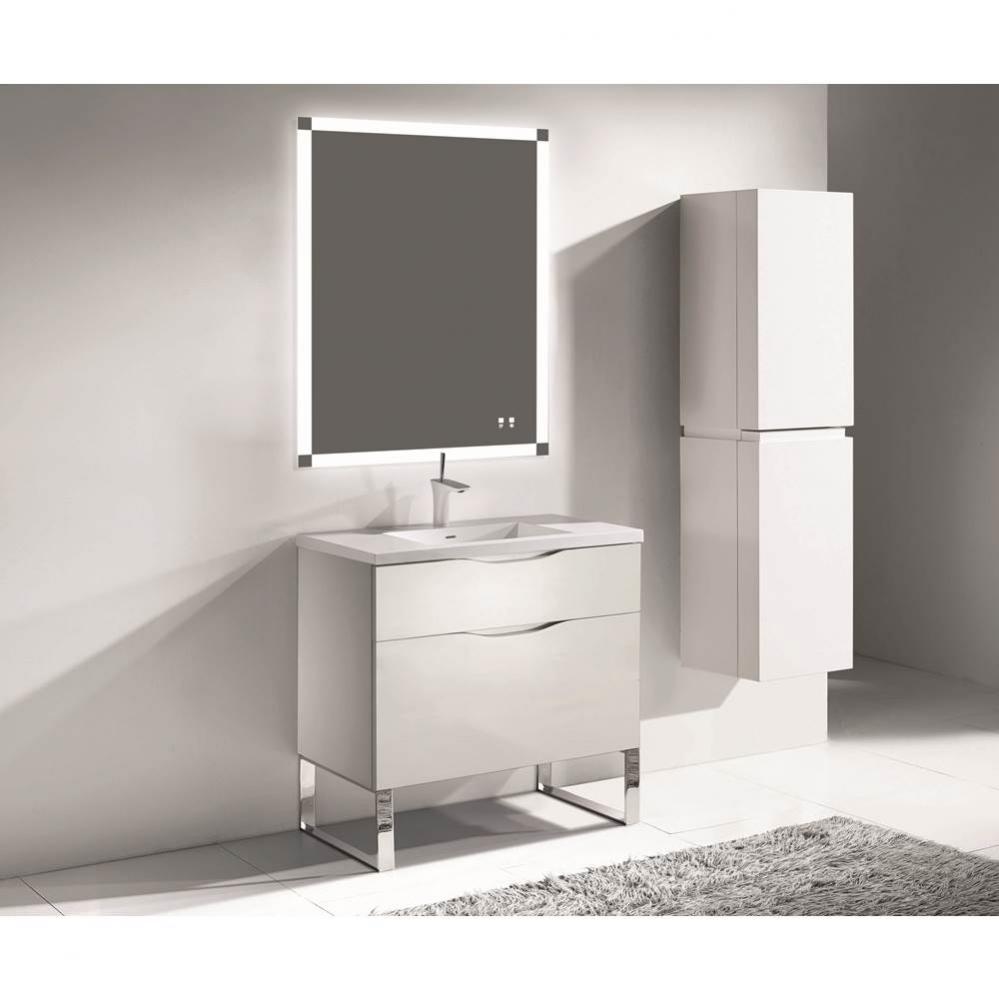 Madeli Milano 42'' Free Standing Vanity Cabinet White/HW: Polished Nickel(PN)