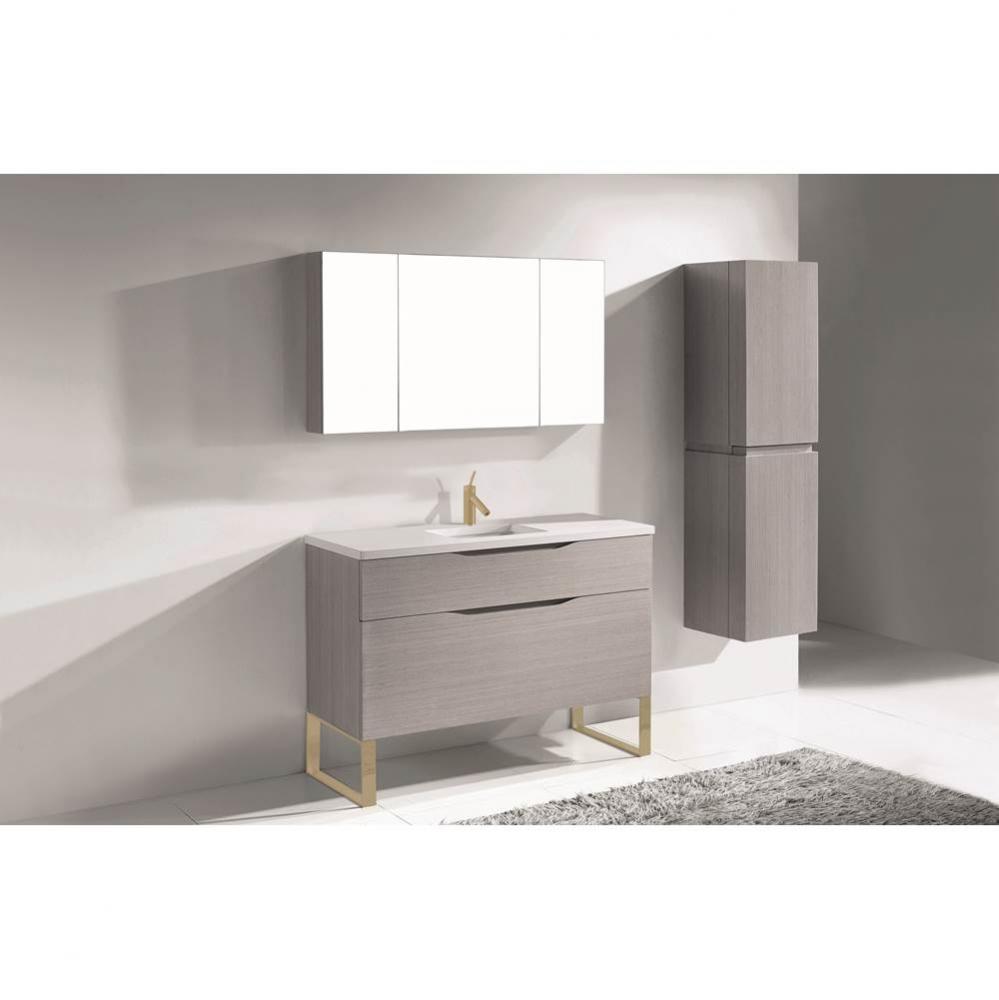 Madeli Milano 48C'' Free Standing Vanity Cabinet Ash Grey/HW: Satin Brass(SB)