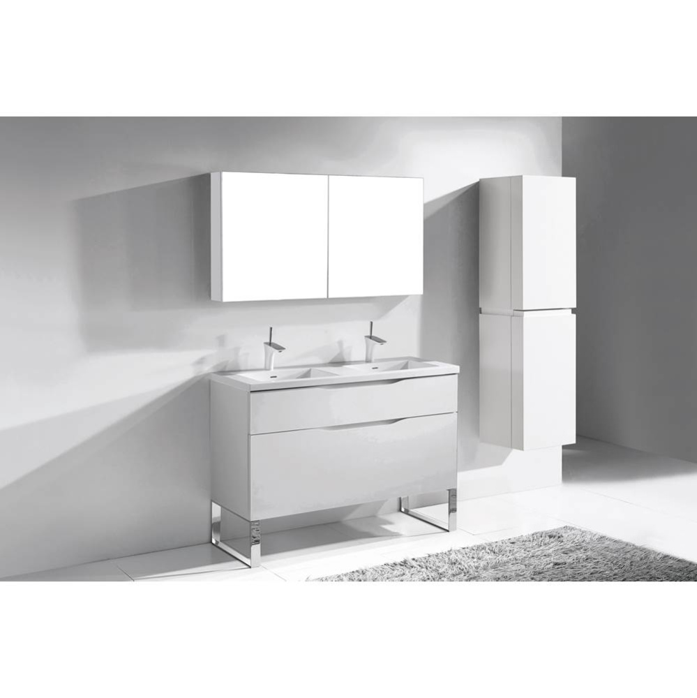 Milano 48D'' Free Standing Vanity Cabinet White/HW: Polished Nickel(PN)