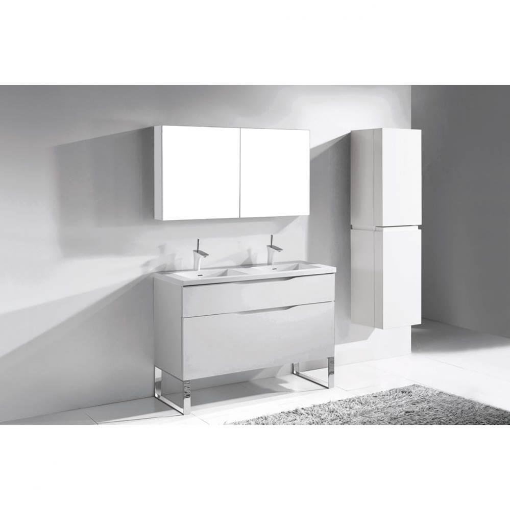 Madeli Milano 48D'' Free Standing Vanity Cabinet White/HW: Polished Nickel(PN)