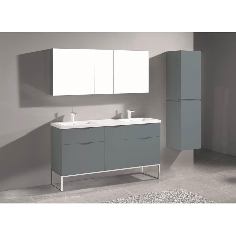 Madeli Milano 60D'' Free Standing Vanity Cabinet Studio Grey/HW: Polished Chrome(PC)