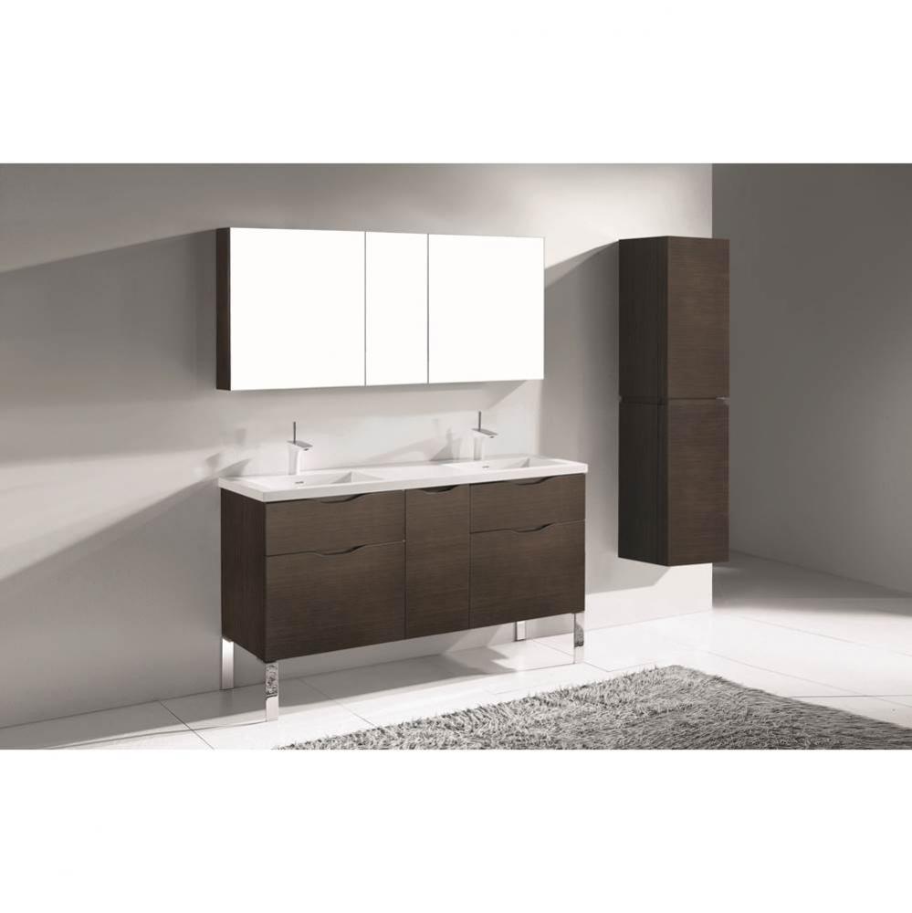 Milano 60D'' Free Standing Vanity Cabinet Walnut/HW: Polished Chrome(PC)