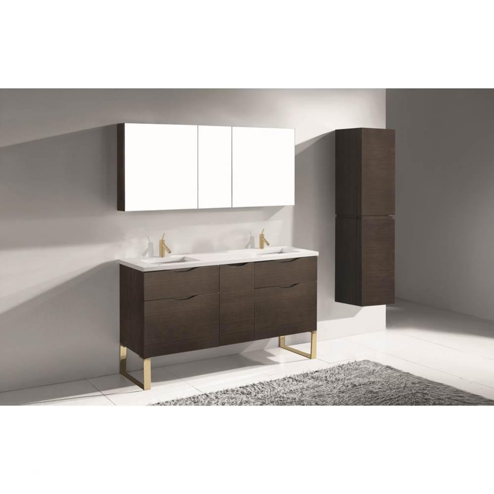 Madeli Milano 60D'' Free Standing Vanity Cabinet Walnut/HW: Polished Chrome(PC)