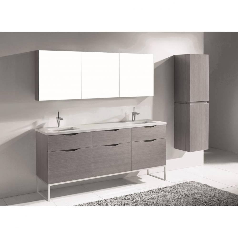 Madeli Milano 72'' Free Standing Vanity Cabinet Ash Grey/HW: Polished Nickel(PN)