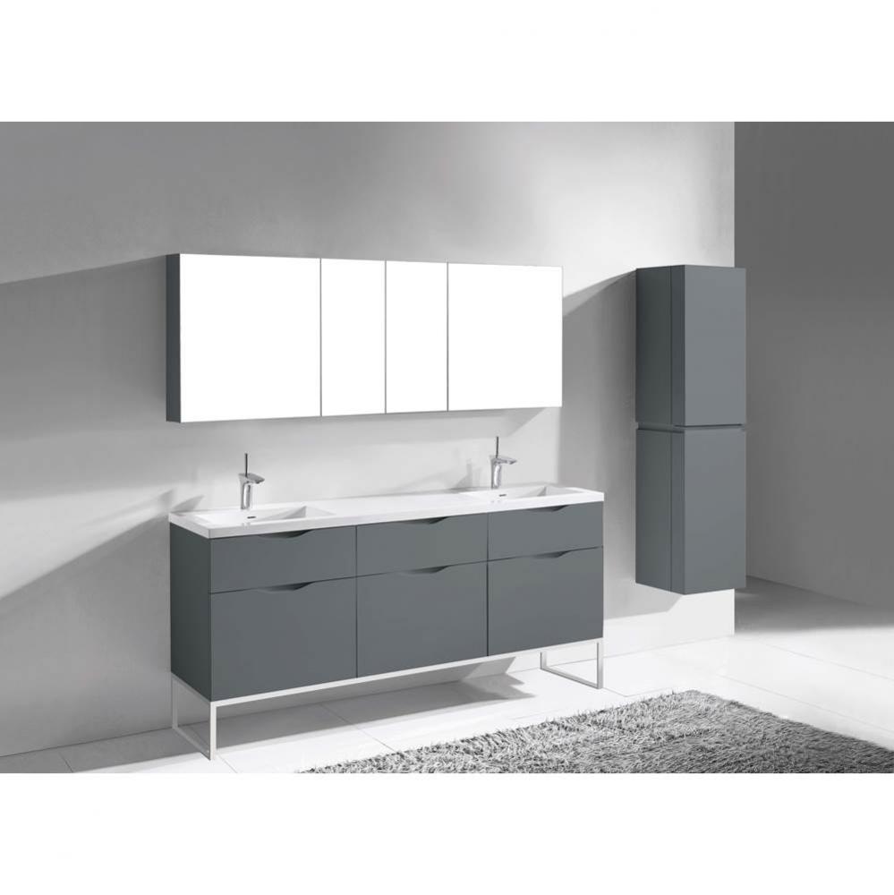 Madeli Milano 72'' Free Standing Vanity Cabinet Studio Grey/HW: Polished Chrome(PC)