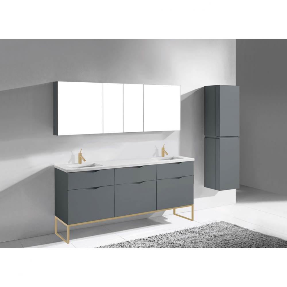 Madeli Milano 72'' Free Standing Vanity Cabinet Studio Grey/HW: Satin Brass(SB)