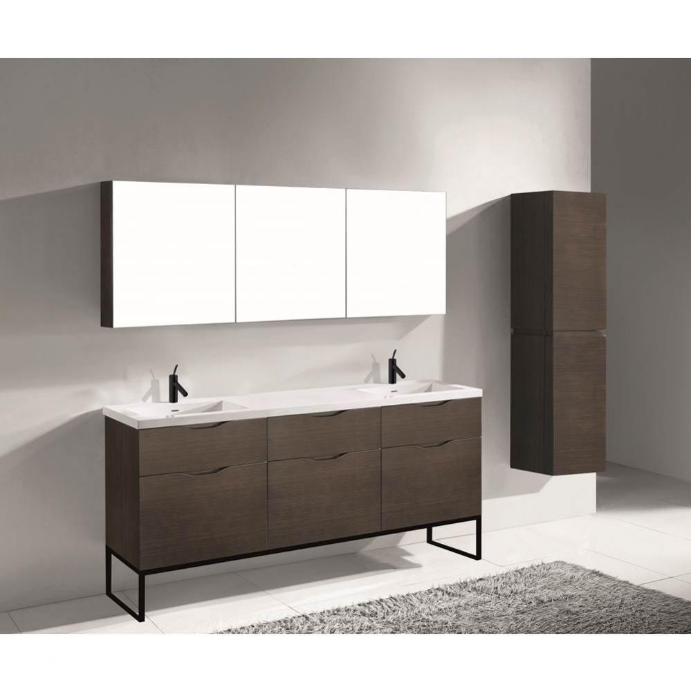 Madeli Milano 72'' Free Standing Vanity Cabinet Walnut/HW: Matte Black(MB)