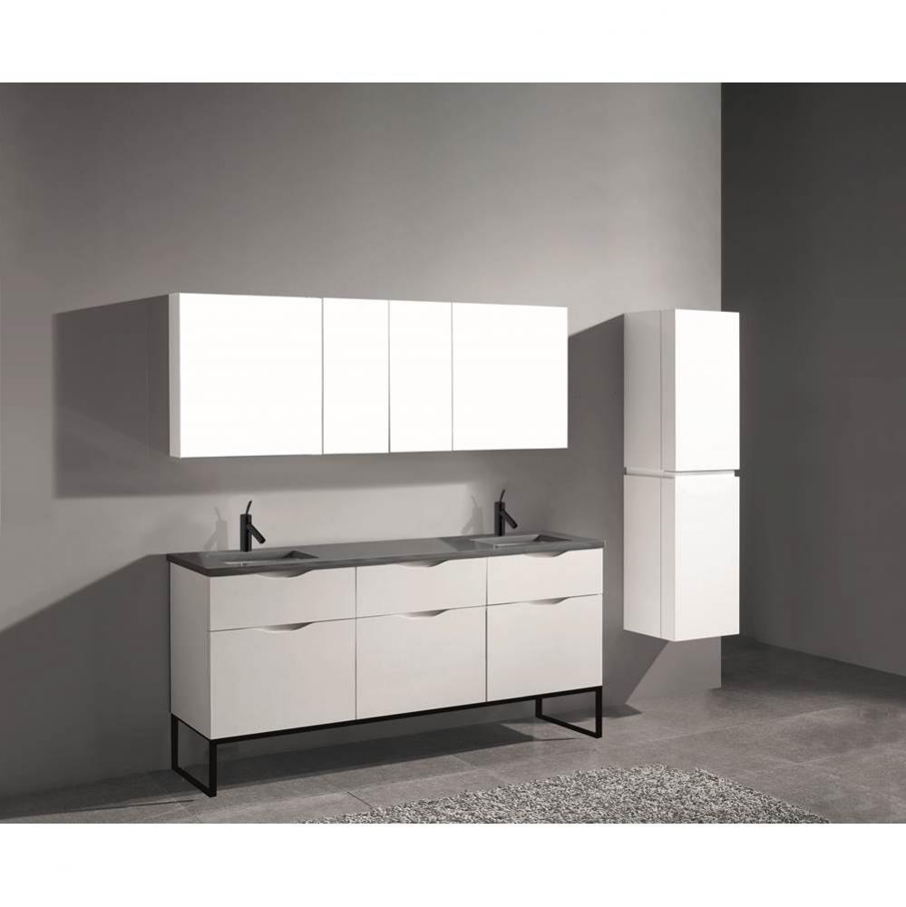 Madeli Milano 72'' Free Standing Vanity Cabinet White/HW: Satin Brass(SB)